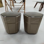 Faceted Octagonal Sofa Side Table with Smoked Mirror Top and Single Drawer